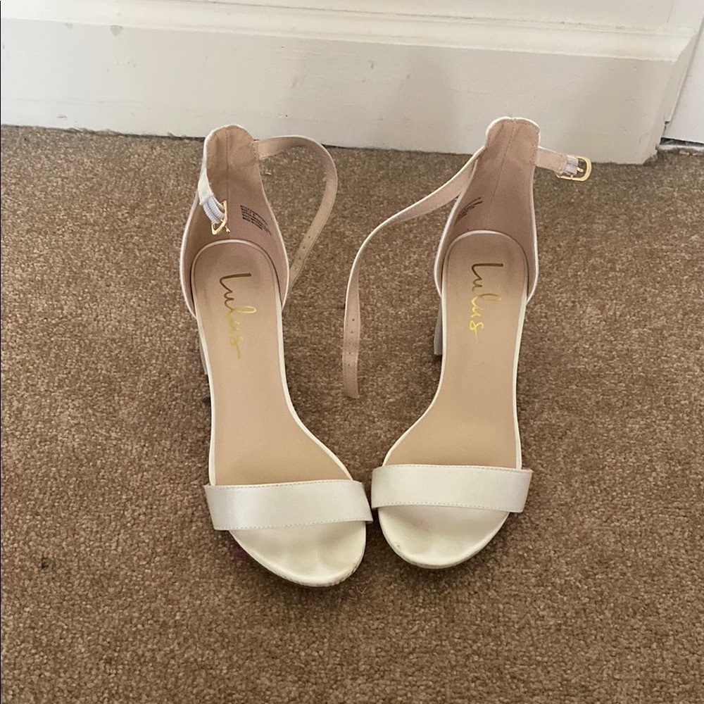 Lulu's Cream Ankle Strap Heels